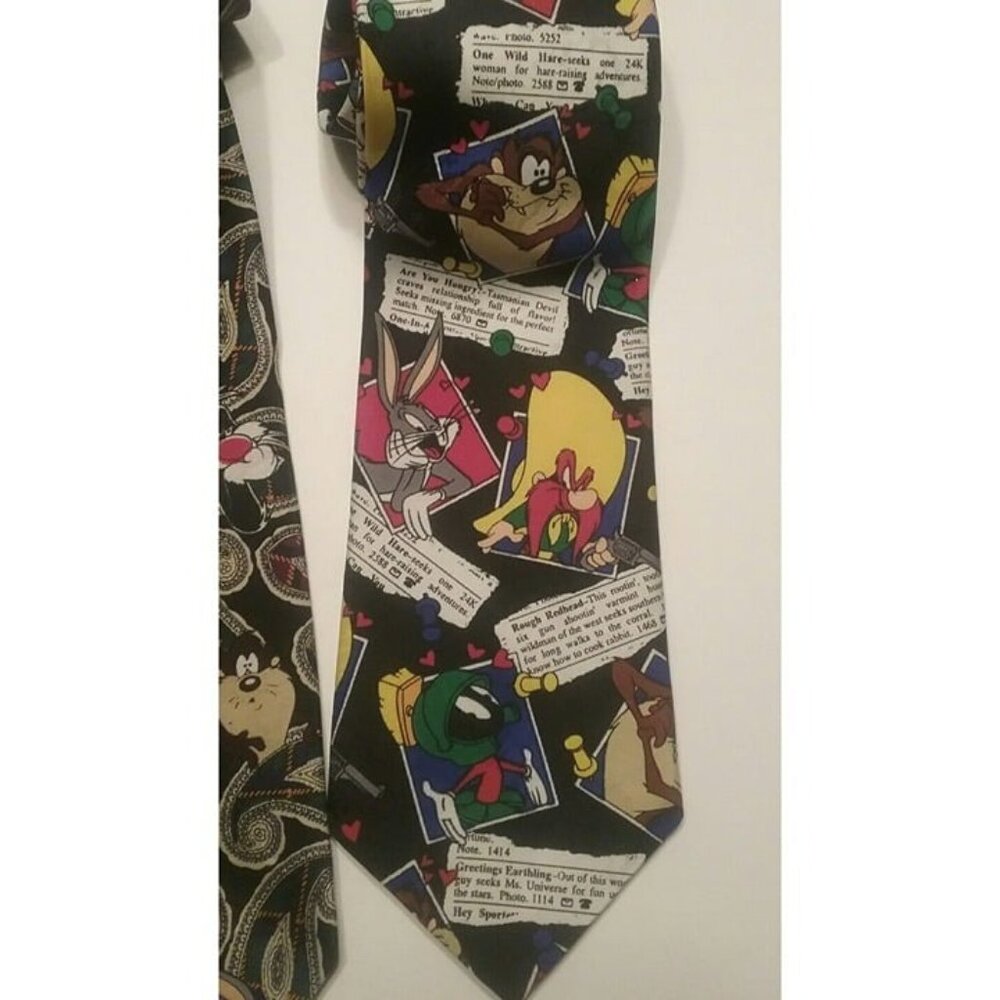 2 Looney Tunes Mania Tie Bugs Bunny Taz & Gang - Picture 4 of 4